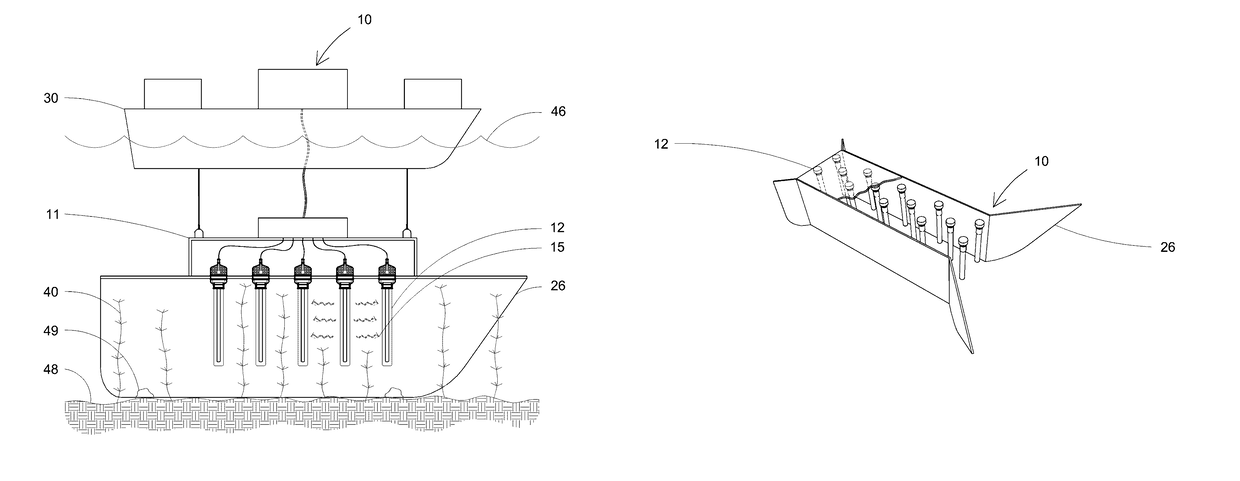 Short-wavelength ultraviolet light array for aquatic invasive weed species control apparatus and method