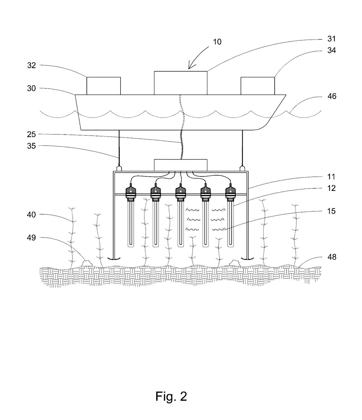 Short-wavelength ultraviolet light array for aquatic invasive weed species control apparatus and method