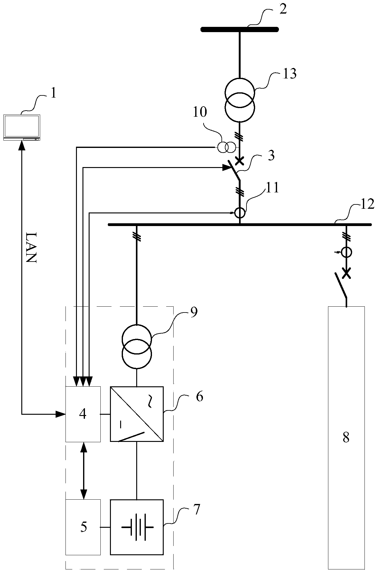Energy storage current transformer grid connection and grid disconnection seamless switching device and method