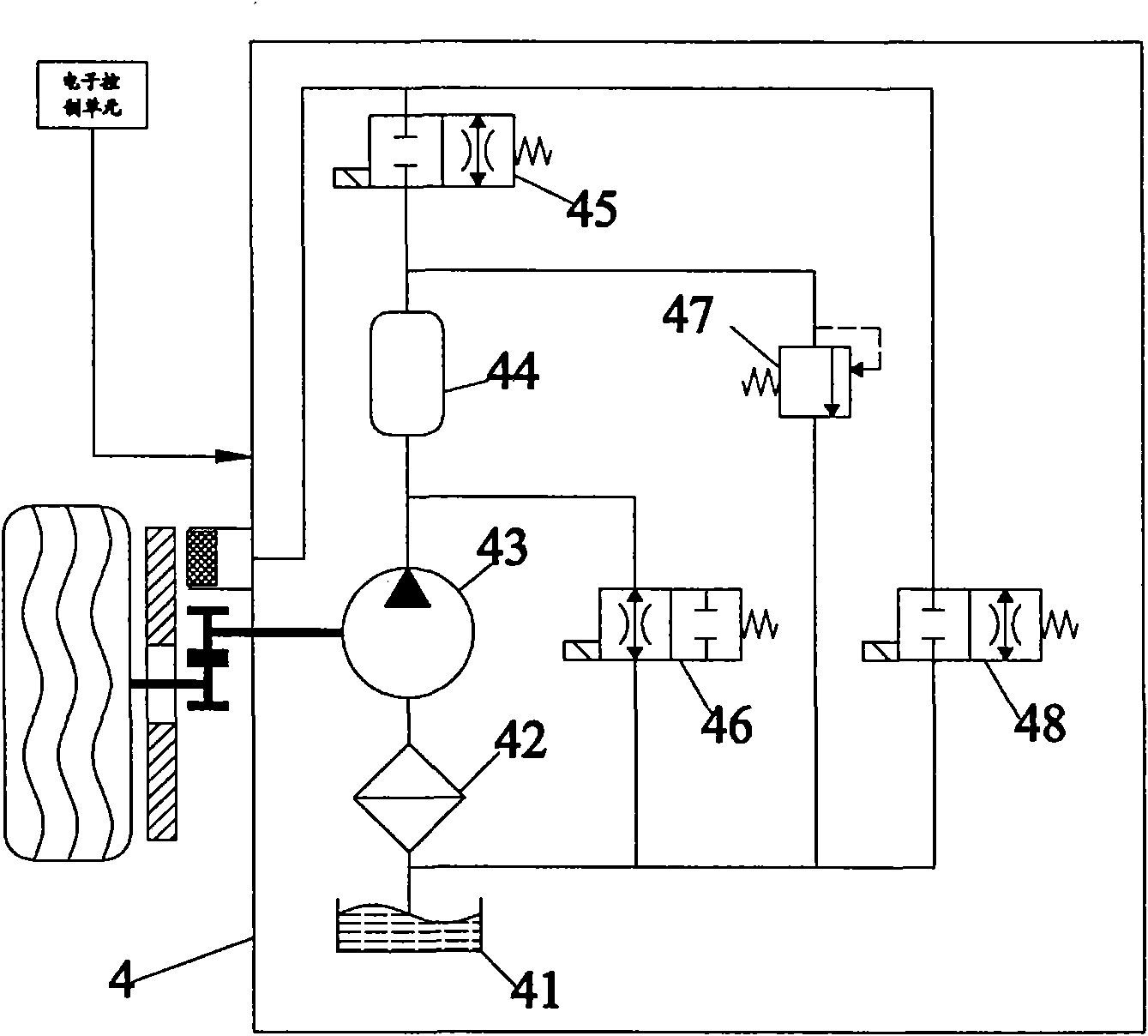 Wheel rim driving wheel brake device