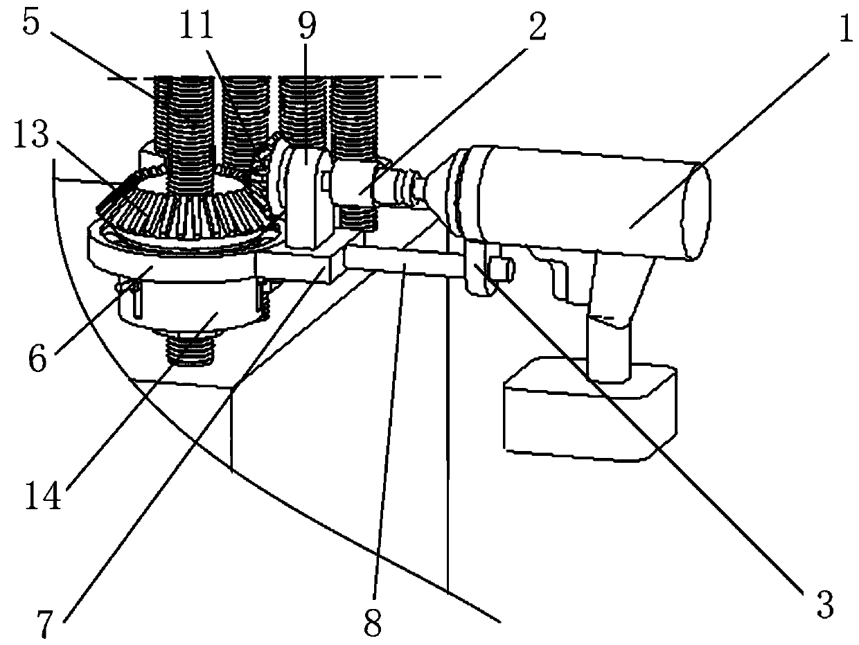 Electric installing device for nut on section steel column anchor bolt