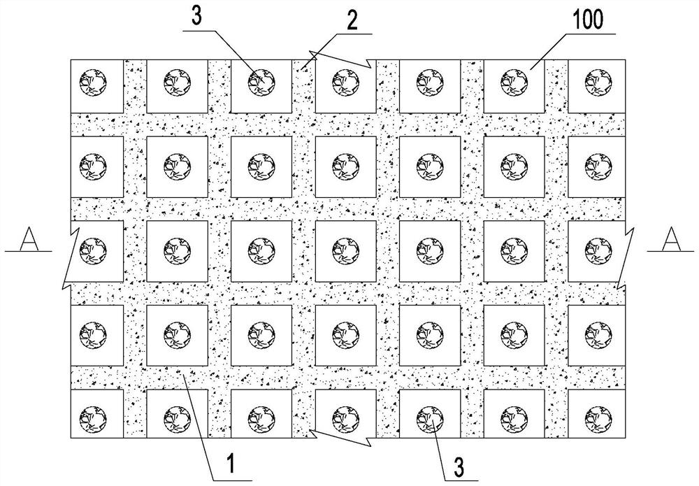 Concrete lattice wall and discrete material pile combined deep soft soil foundation reinforcement treatment structure and construction method