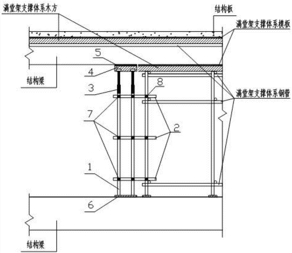 Quick-release beam bottom template supporting frame and working method thereof