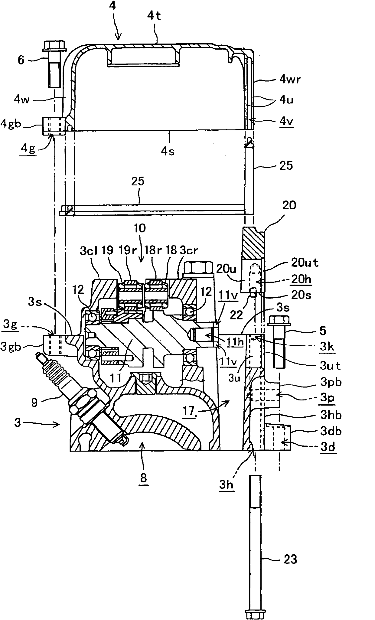 Water pump attachment structure of water-cooled internal combustion engine