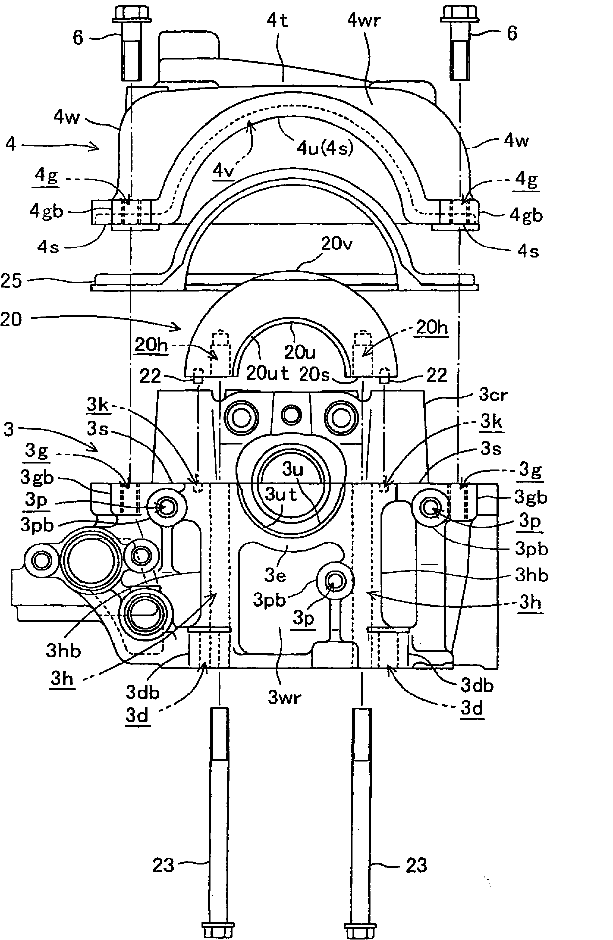 Water pump attachment structure of water-cooled internal combustion engine