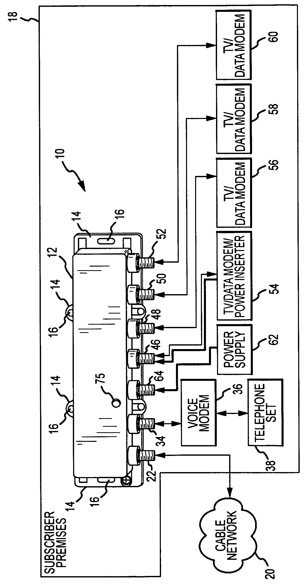 Passive-active terminal adapter and method having automatic return loss control