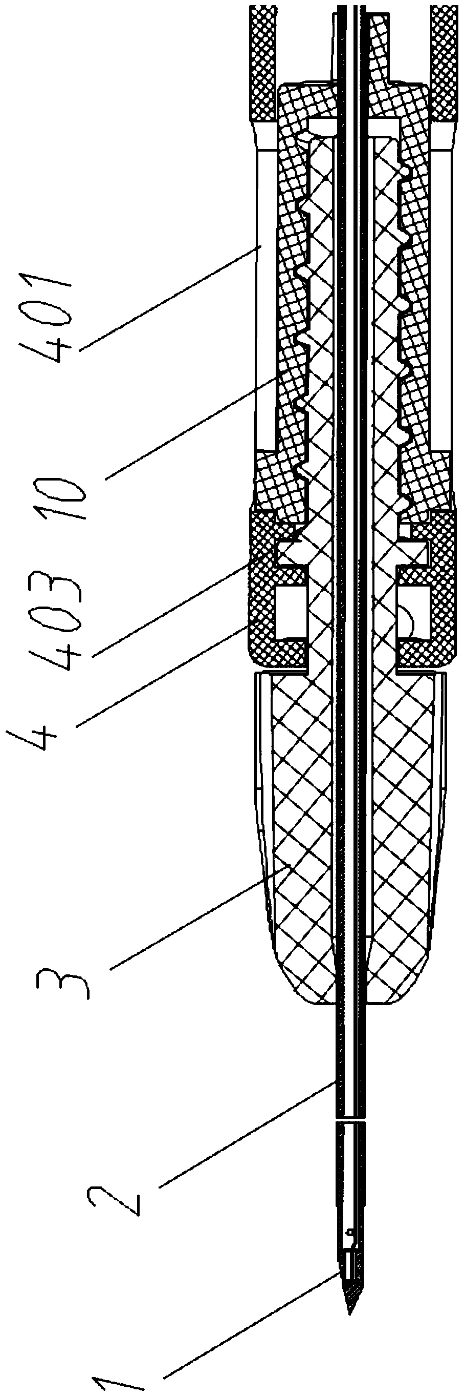 A needle rod telescopic adjustment system for an adjustable water injection ablation electrode needle