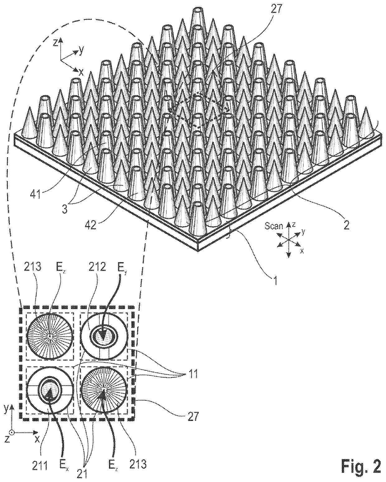Assembly for Detecting the Intensity Distribution of Components of the Electromagnetic Field in Beams of Radiation