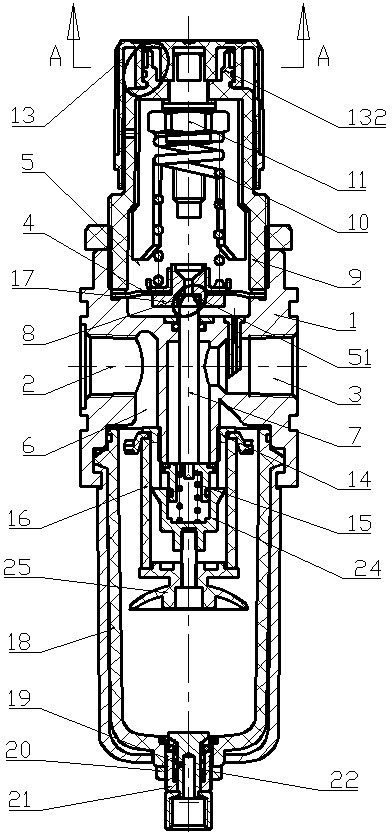 A filter pressure reducing valve