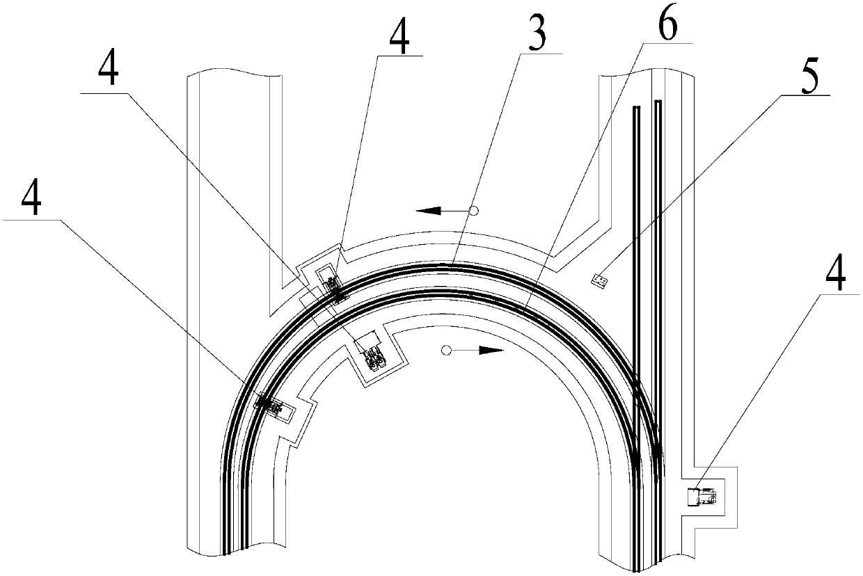 A coal mine maneuvering vehicle curve traction track system