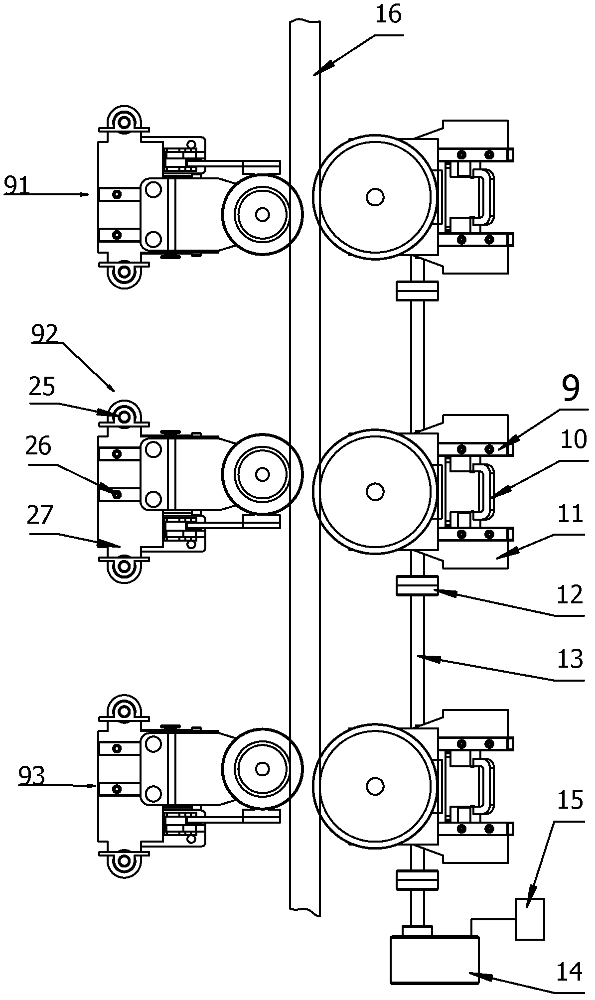 Obstacle-crossing travelling mechanism for inspection robot and inspection robot device