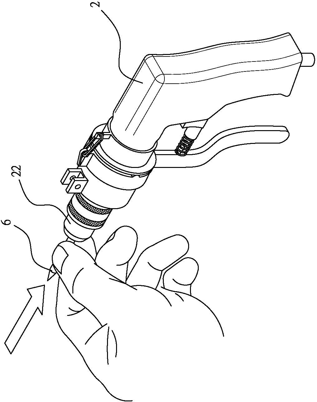 Drill with clamping and fixing rod providing counteraction force