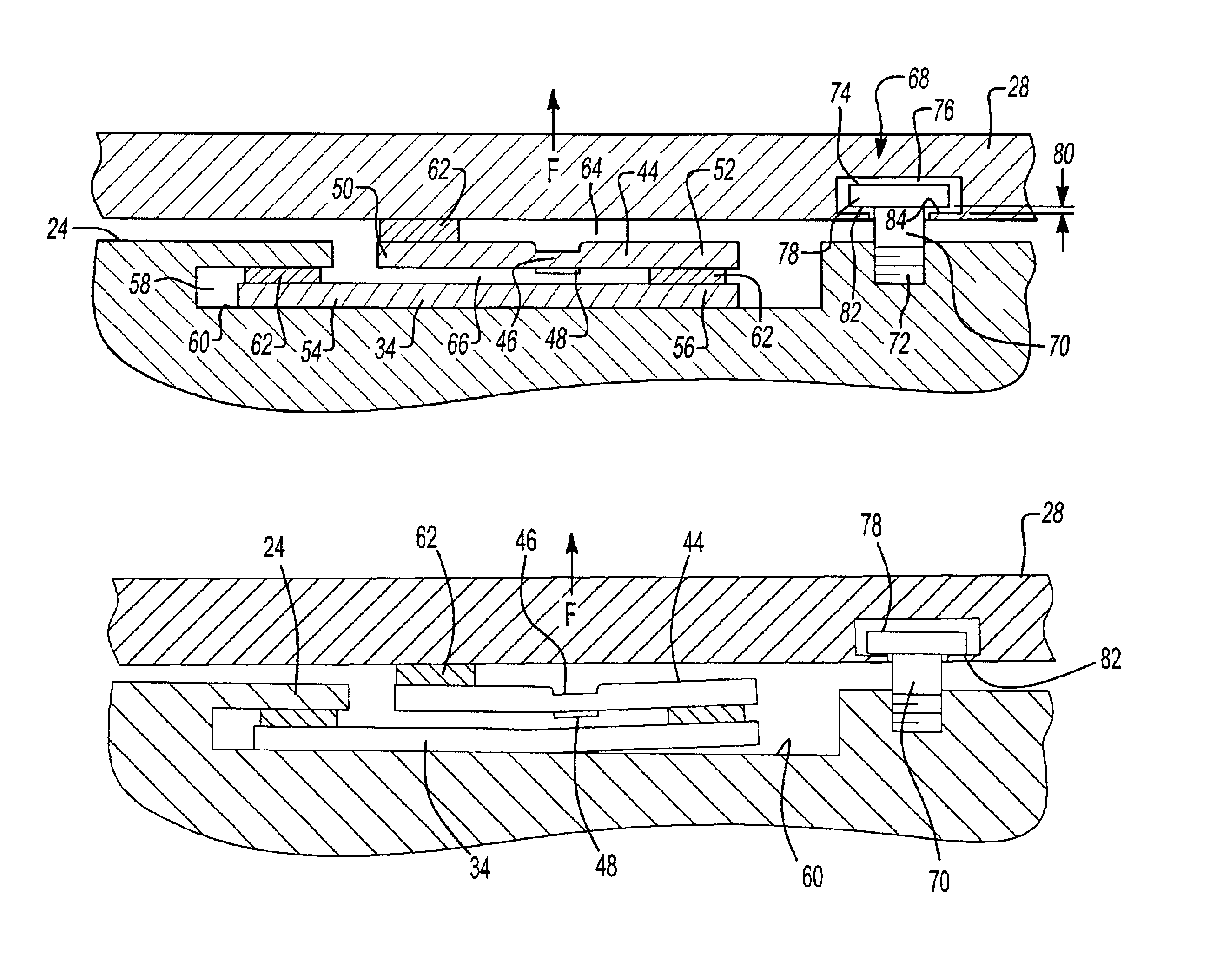 Weight sensor assembly with overload spring