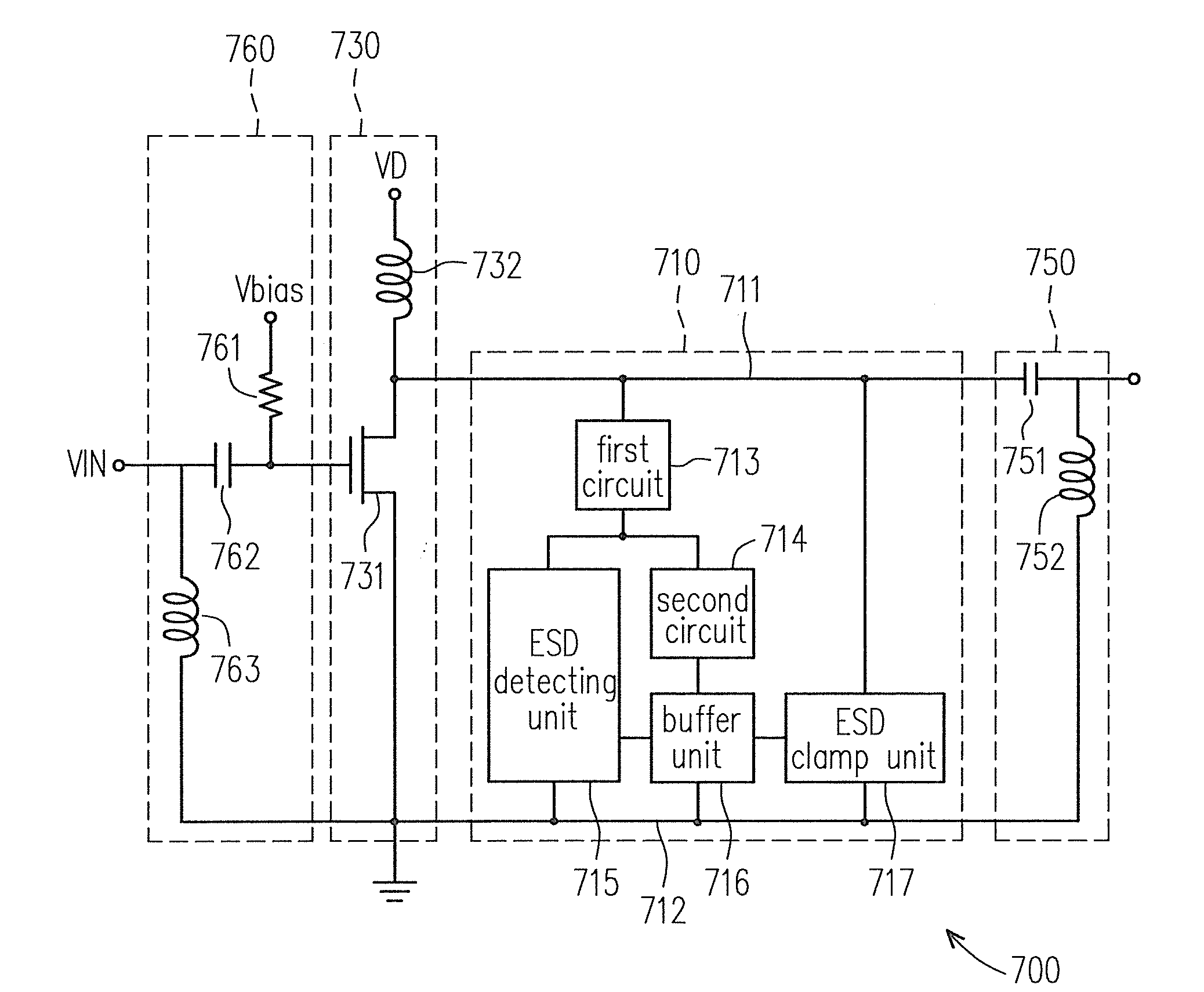 ESD clamp circuit applied to power amplifier