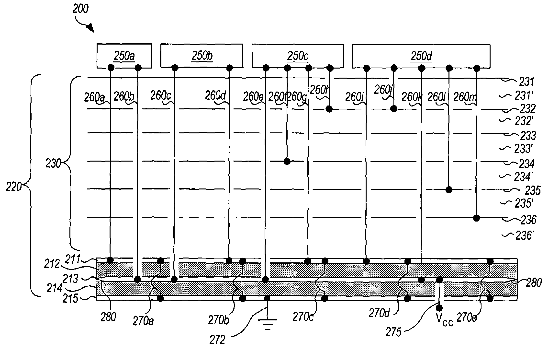Integral charge storage basement and wideband embedded decoupling structure for integrated circuit
