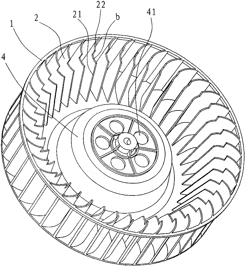 Improved centrifugal type wind wheel as well as volute and turbine fan assembly