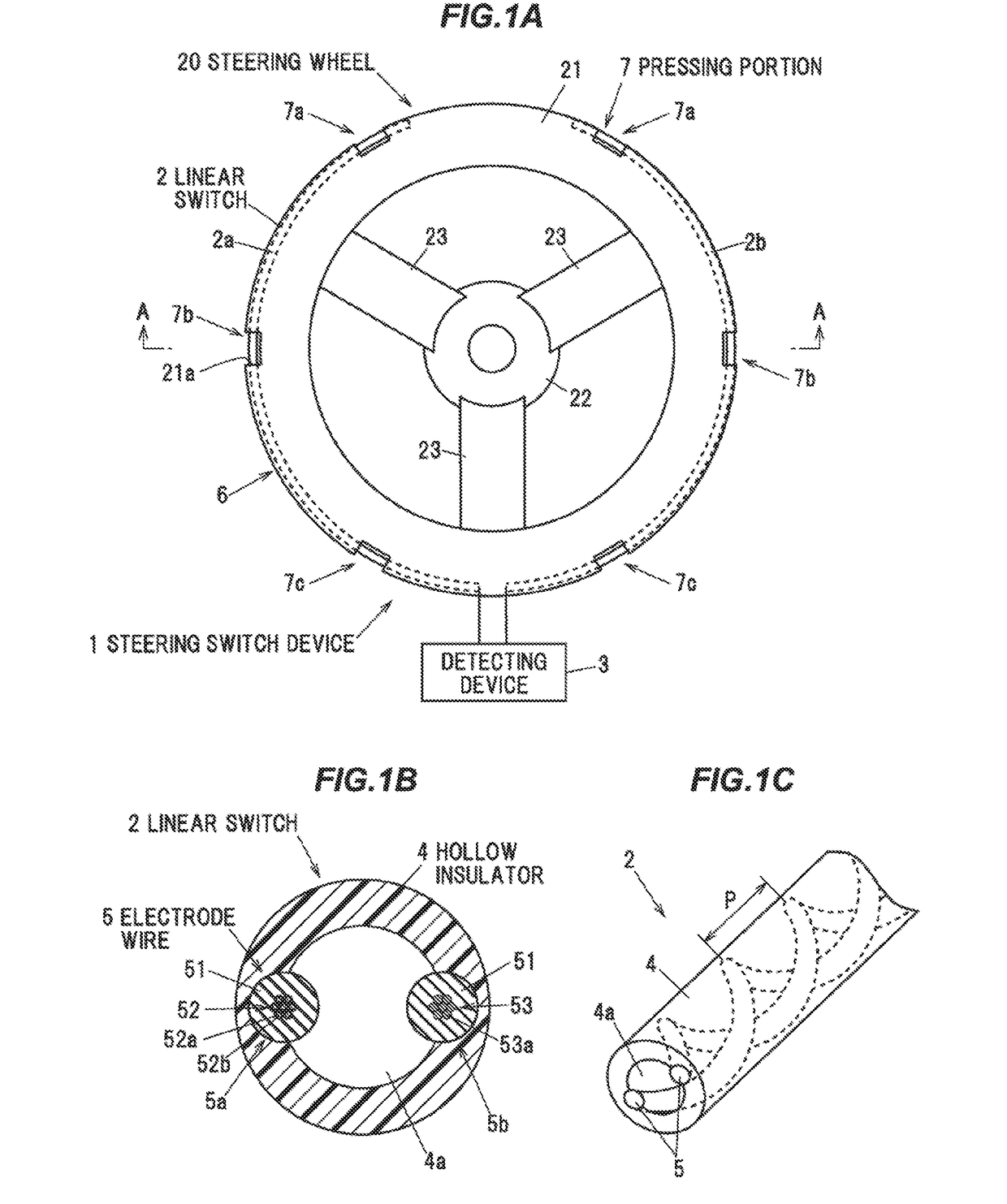 Steering switch device and steering wheel