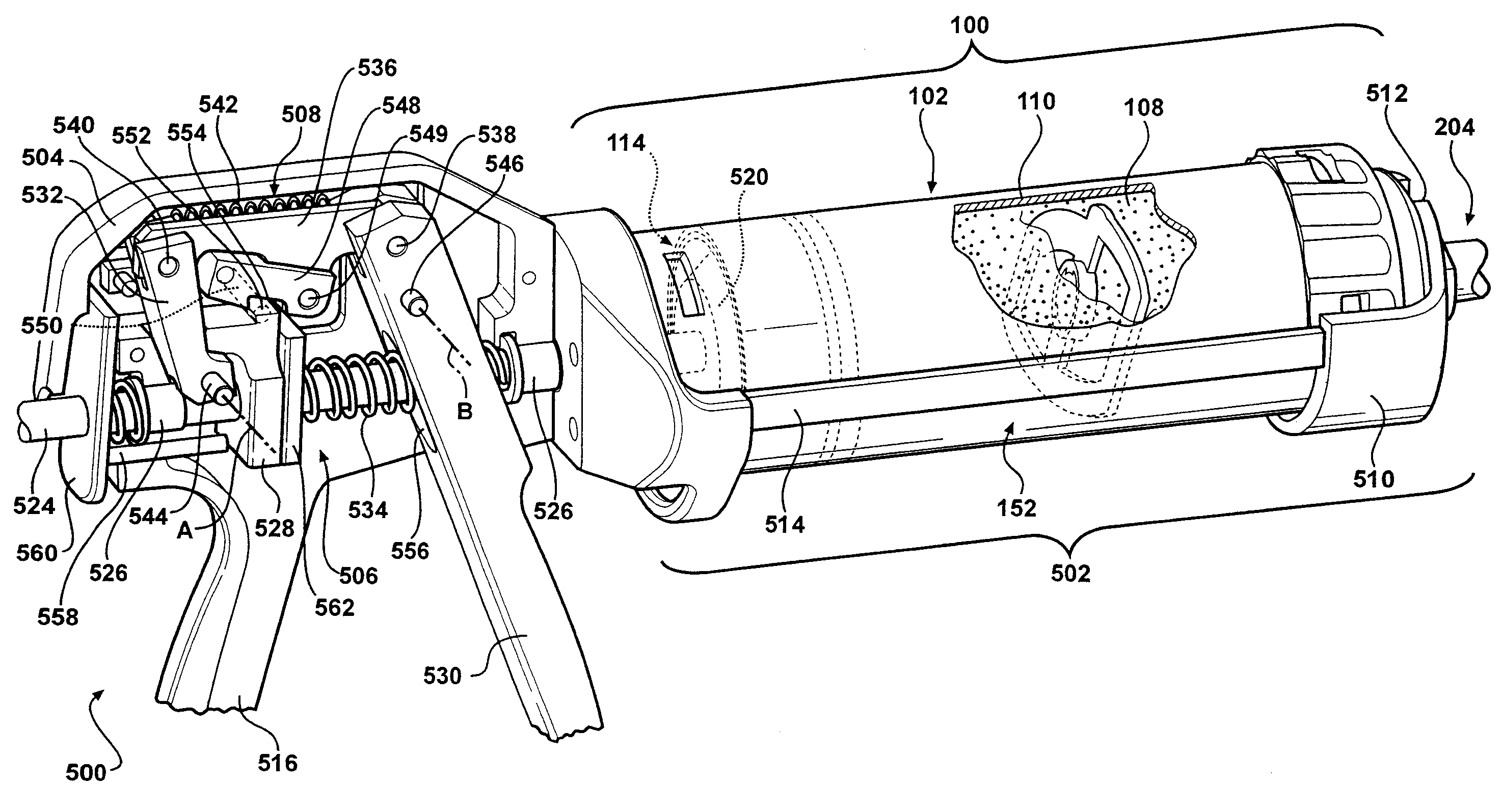 Bone cement mixing and delivery system including a delivery gun and a cartridge having a piston, the delivery gun configured to release the piston