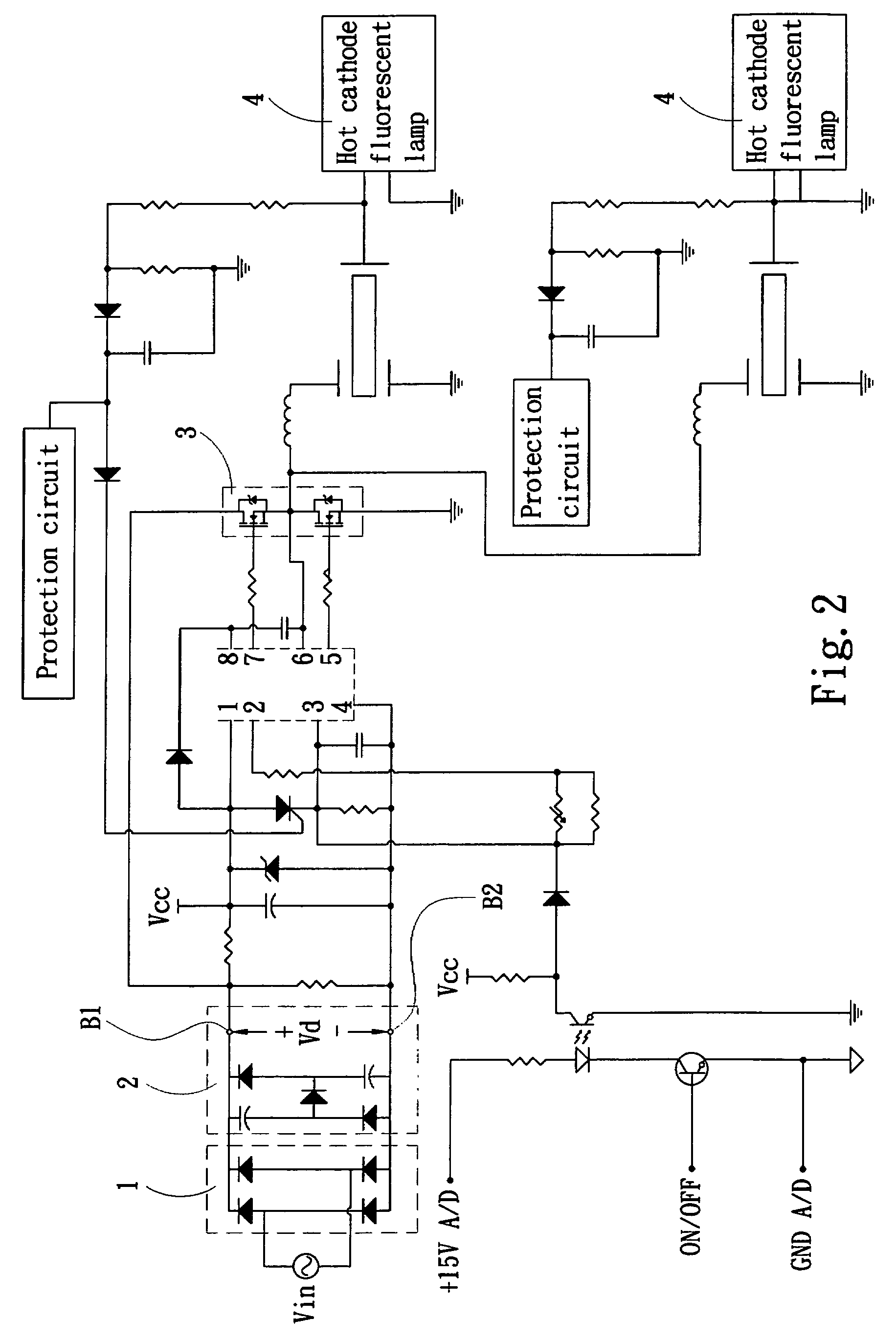Driving circuit for hot cathode fluorescent lamps