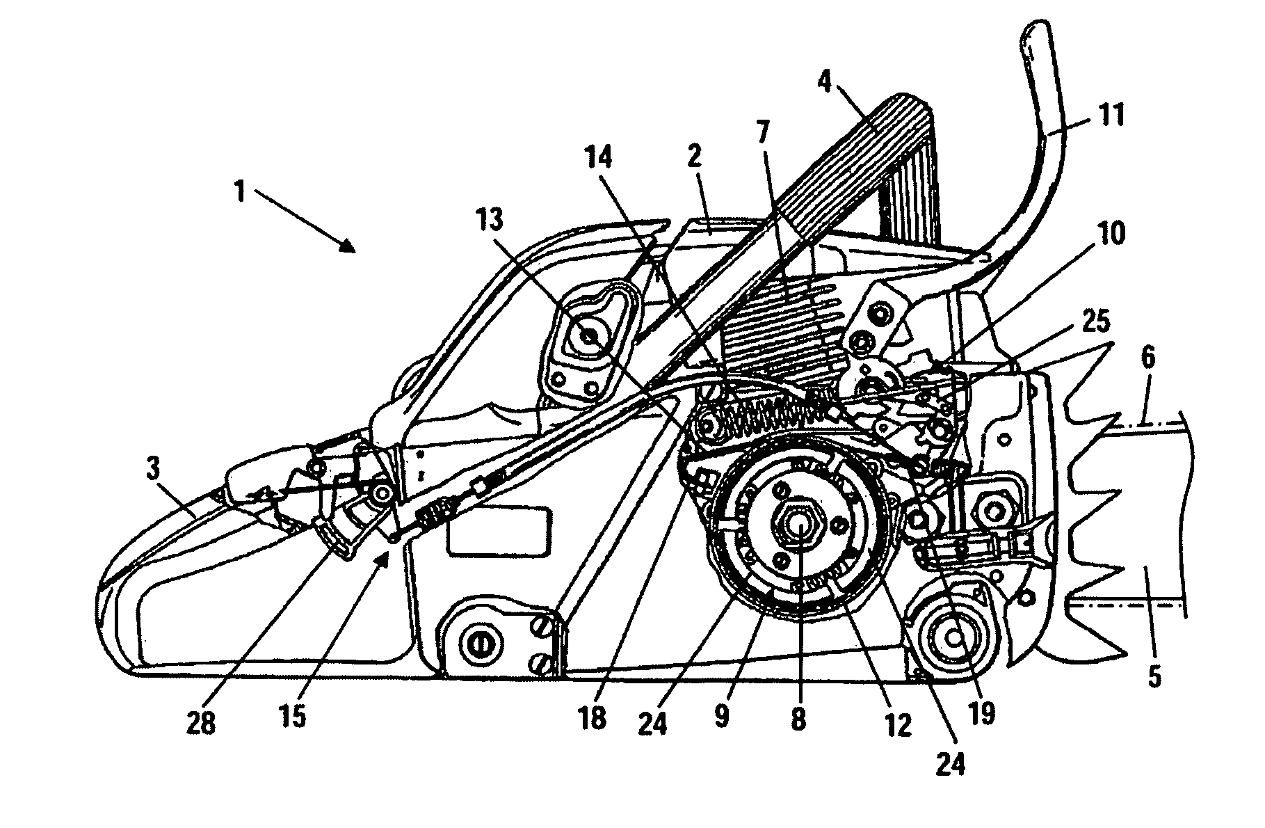 Manually guided implement and method of producing a brake mechanism of a manually guided implement