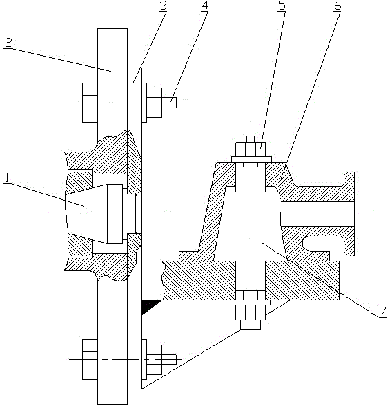 Device for turning vertical cross holes in disc bending plate