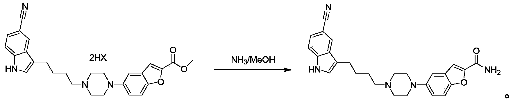 Synthesis method of vilazodone intermediate and salt thereof