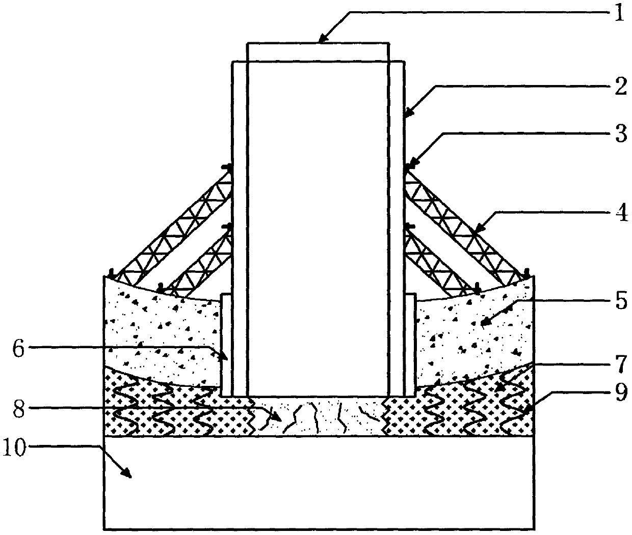 Method for reinforcing post-earthquake pier by fusing arc flanking column based on non-intensified damaged area