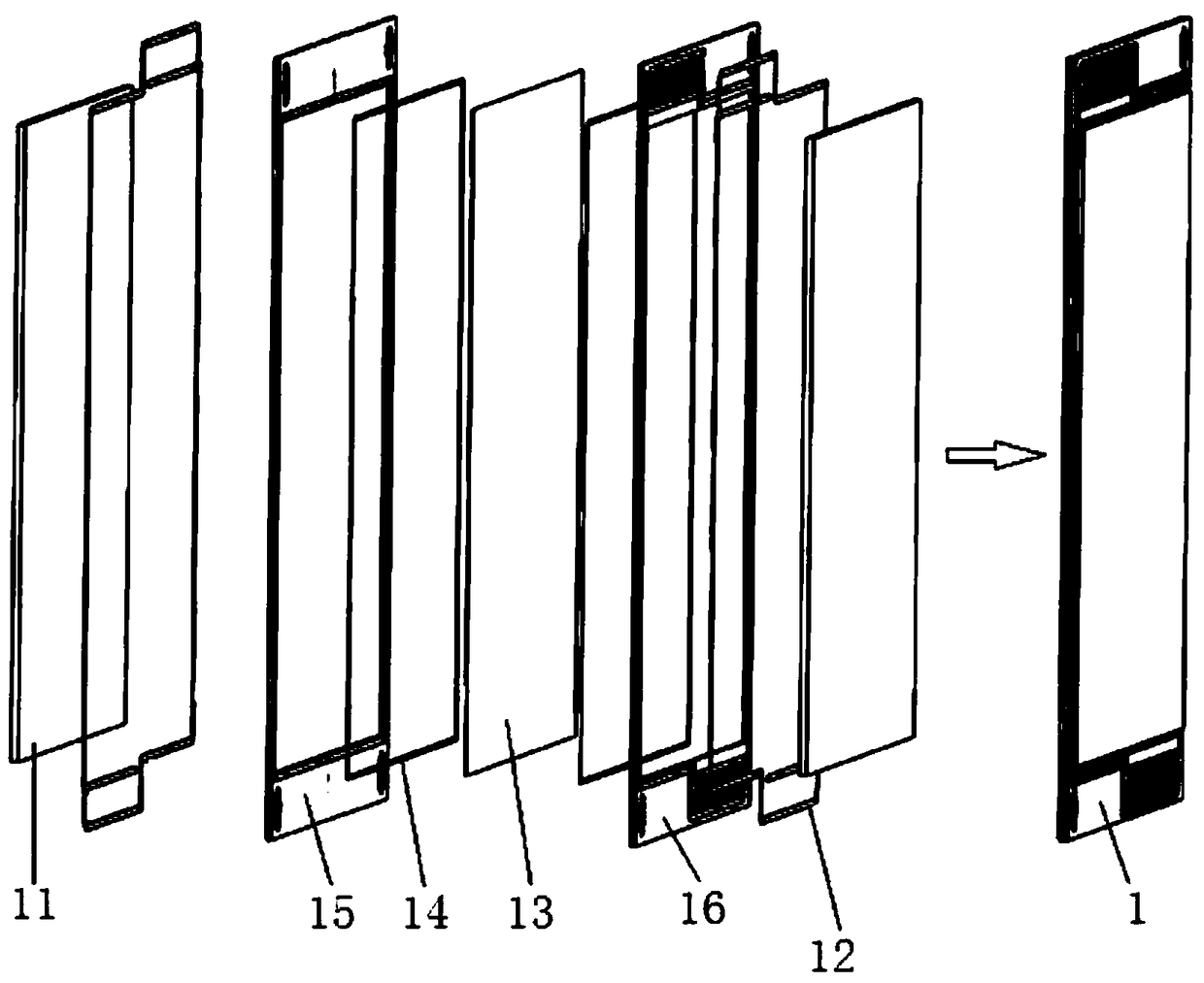 An electrode frame structure of a single cell in a flow battery, a single cell and a stack