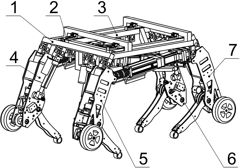 Wheel-leg composite type four-leg robot
