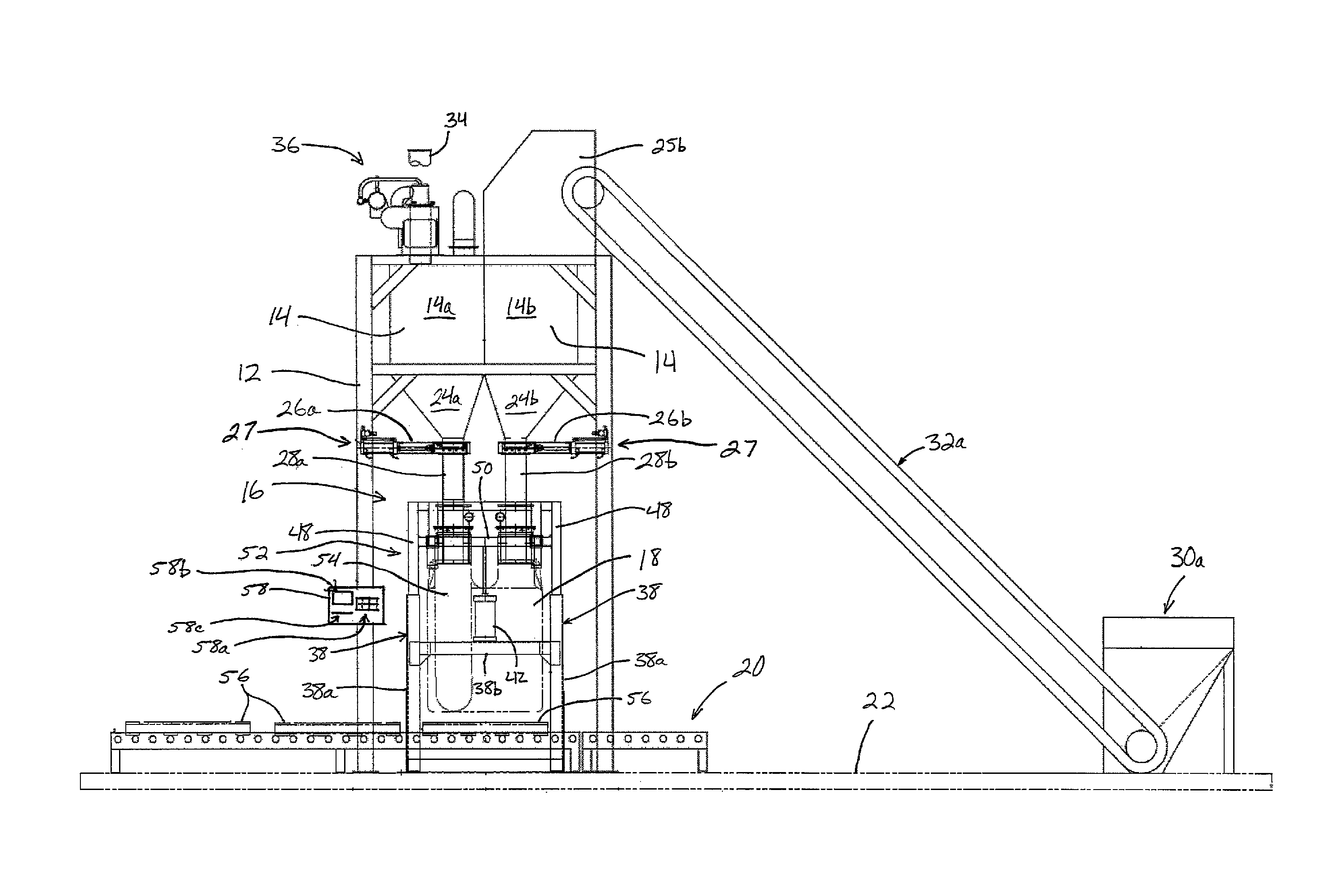 Apparatus and method for filling multi-chamber containers with bulk materials