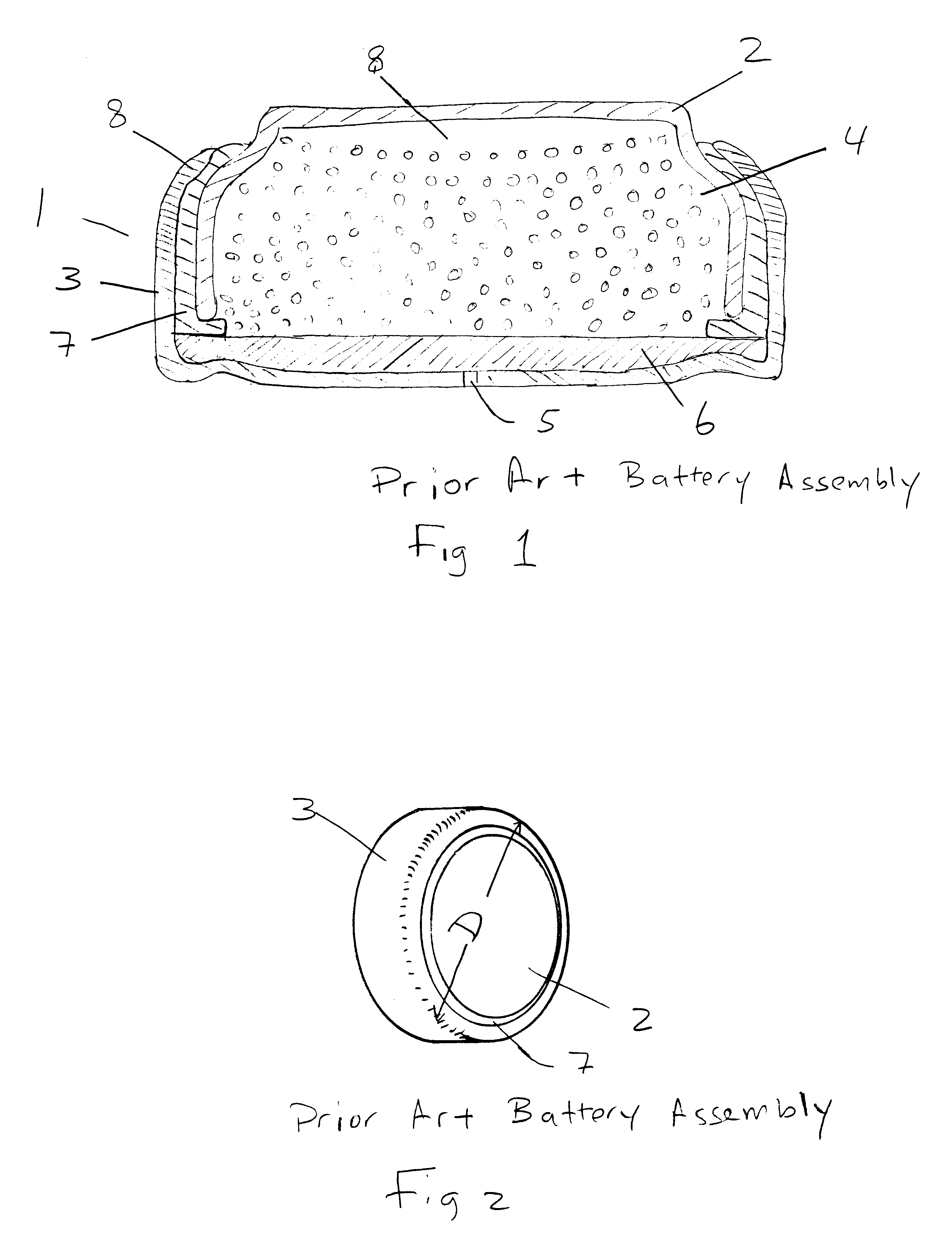 Miniature plastic battery assembly for canal hearing devices