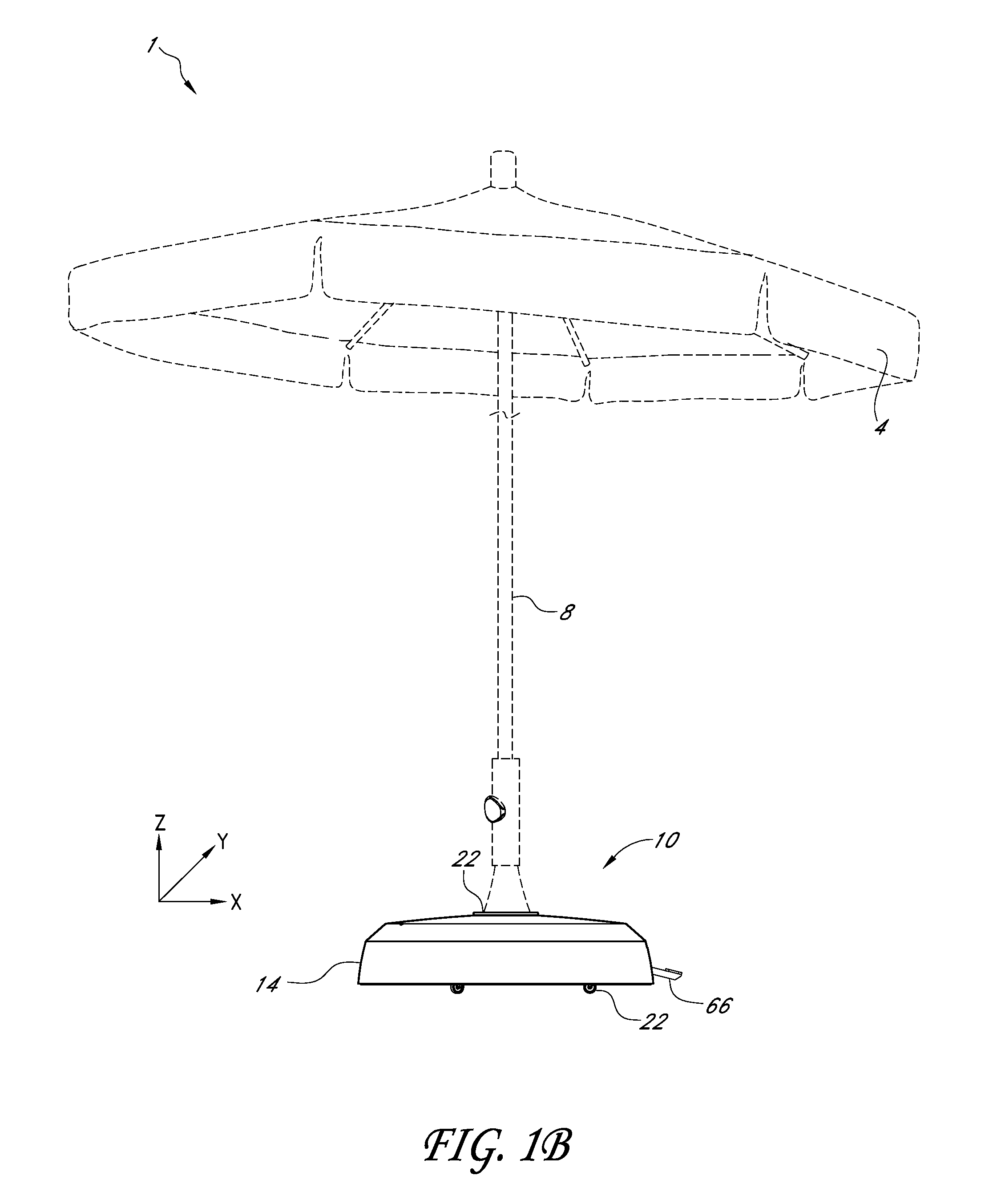 Movable base with wheels deployable by cyclic driving assembly