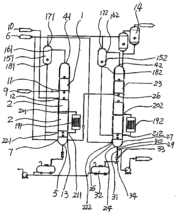 A process and device for continuous refining of heavy liquid paraffin