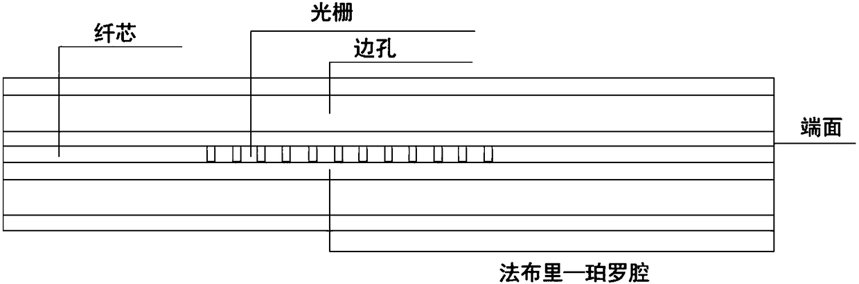 Conical sound horn focusing coupled intrinsic interference type fiber grating ultrasonic sensor