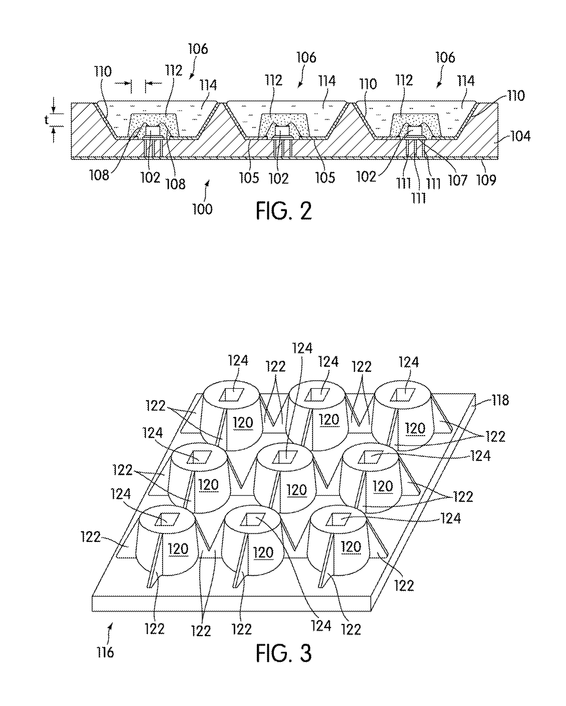 Light emitting devices with phosphor wavelength conversion and methods of manufacture thereof
