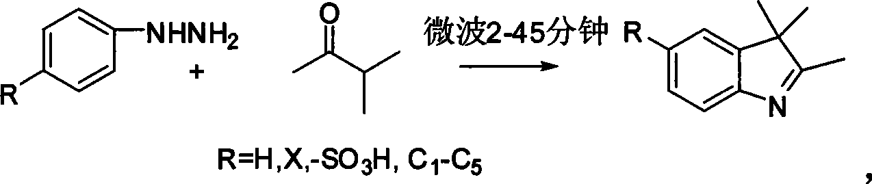 Microwave synthesizing method for 2, 3, 3-trimethyl -3H-indole and its derivatives