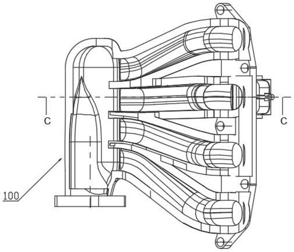 A mold for processing an air passage of an air intake manifold outlet of an automobile and a demoulding method thereof