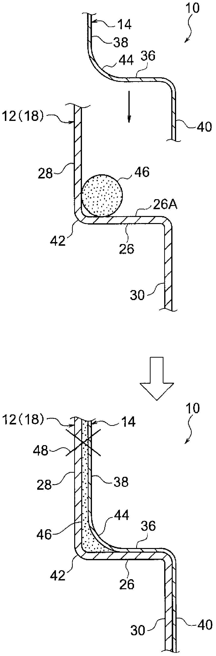 Panel joining structure and panel joining method