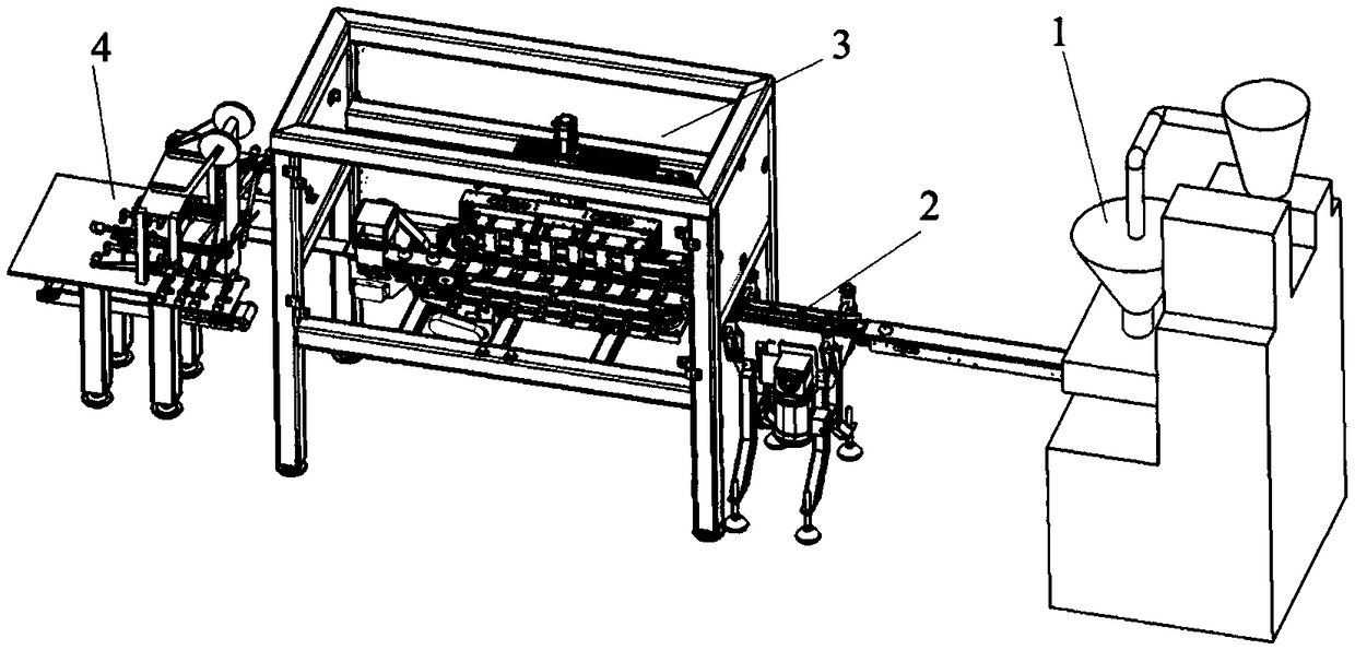 Rapid cutting, processing and bagging device for food