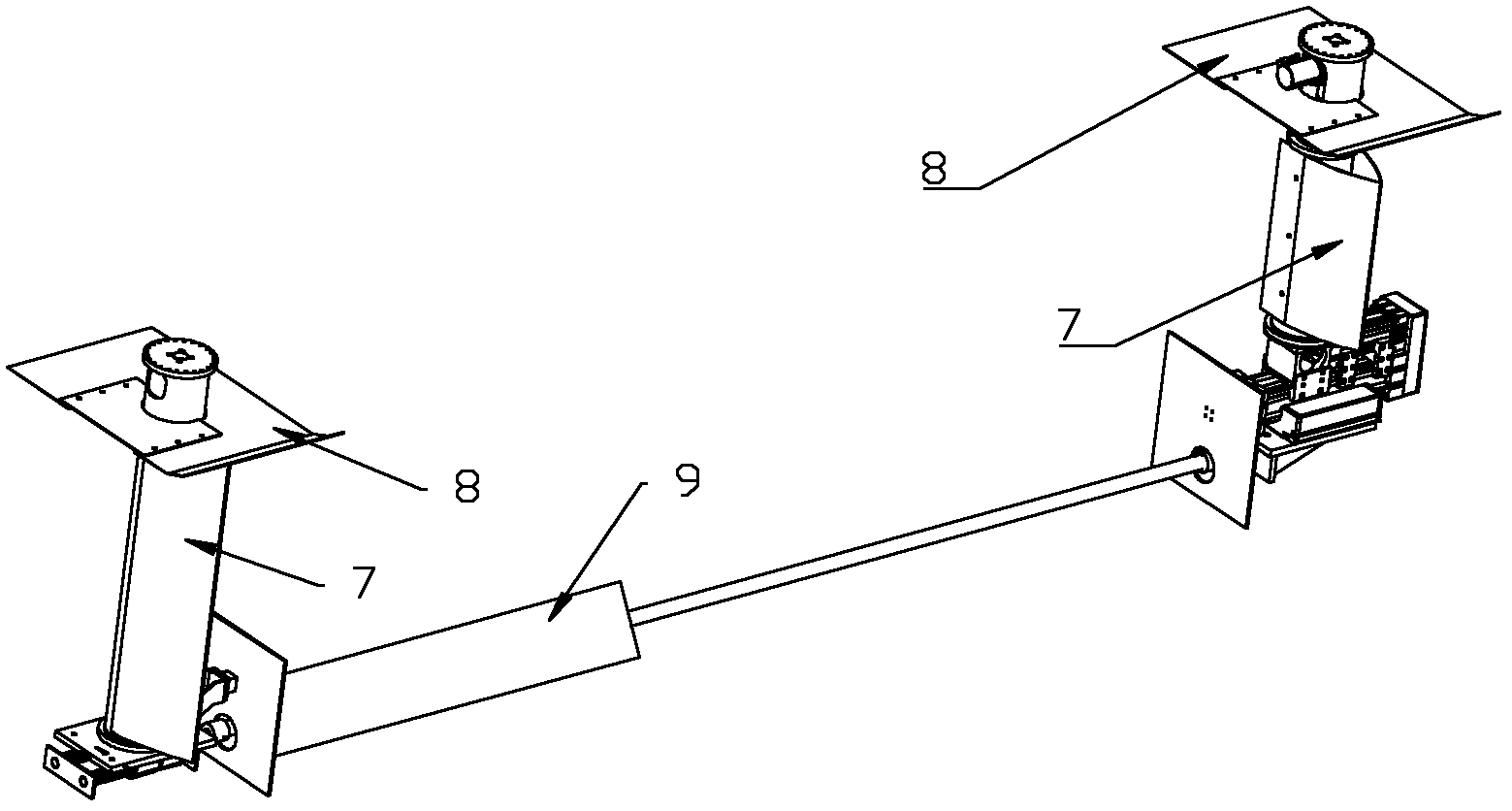 Vortex-induced vibration simulation test device for pre-tensioned deep-sea riser model under step flow