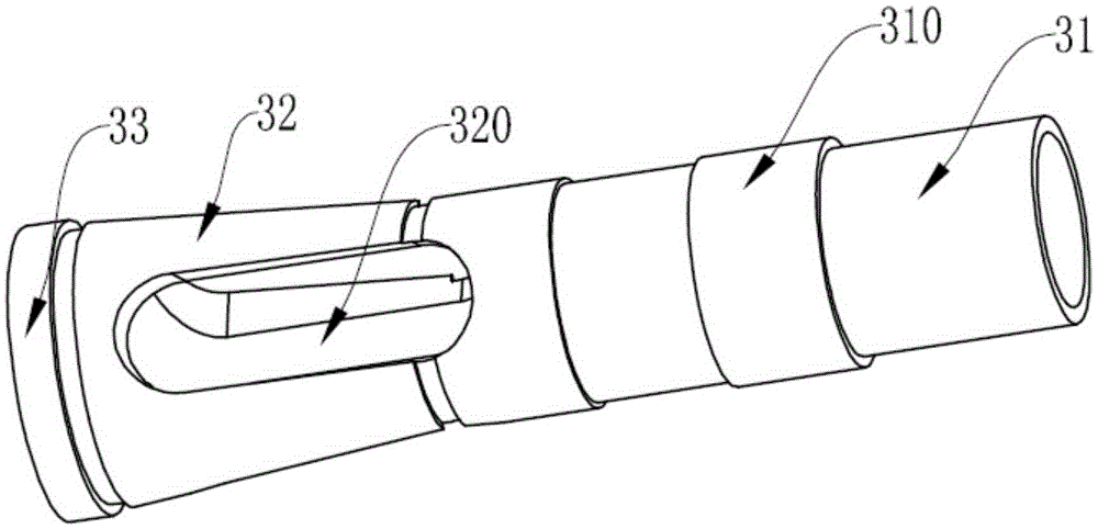 An assembly structure used for a push type dental high-speed turbine handpiece and a spindle assembly