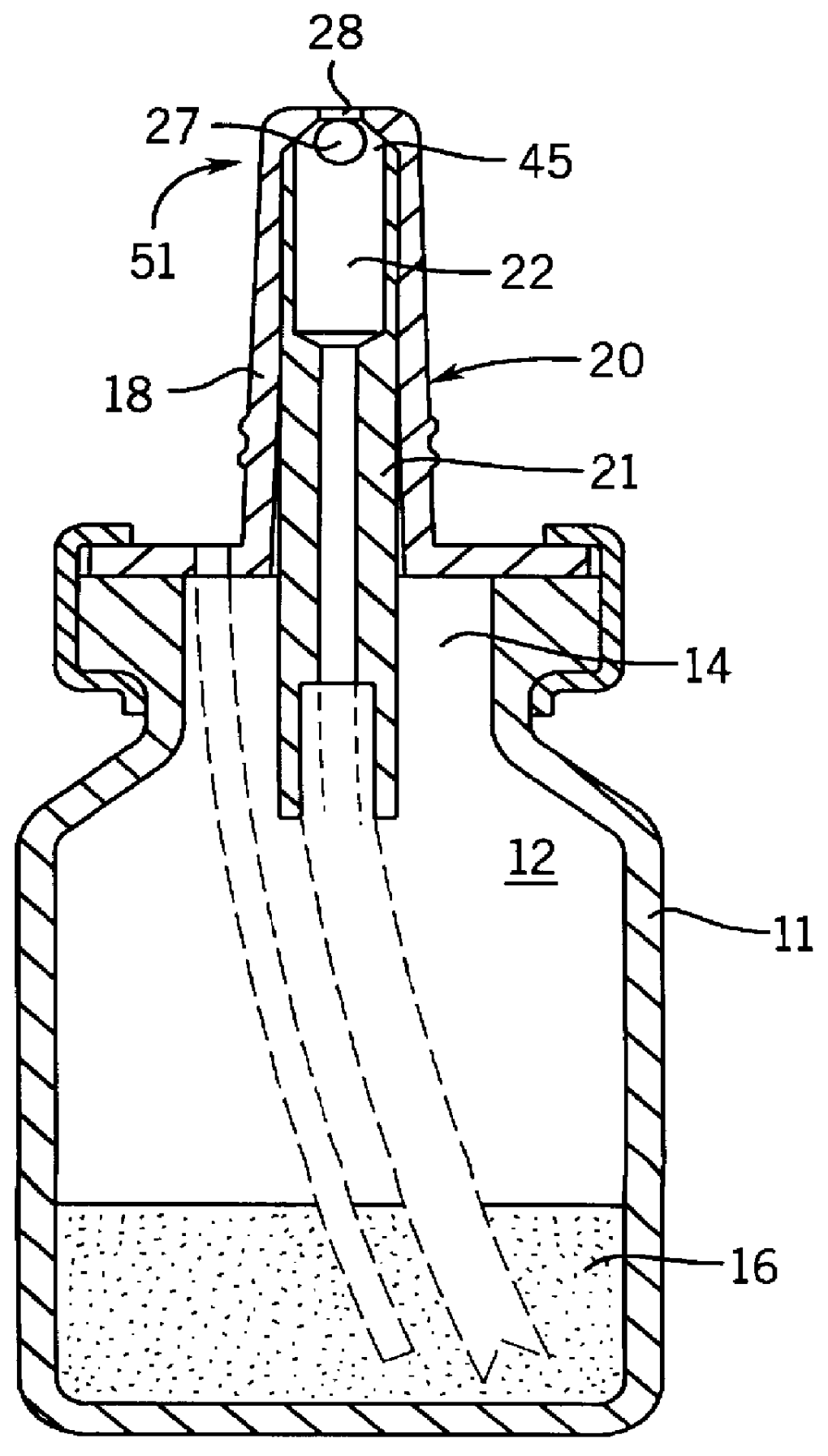 Dosing and discharging device for flowable media including powder/air dispersions