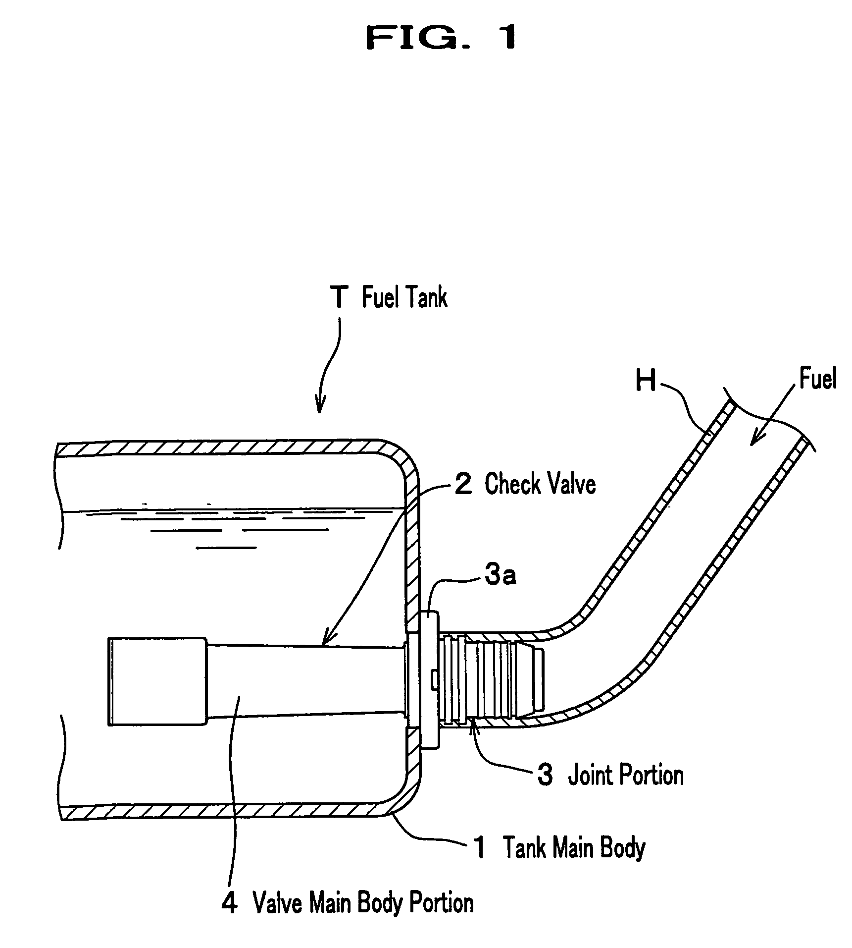Attachment structure of a component in a fuel tank made of resin