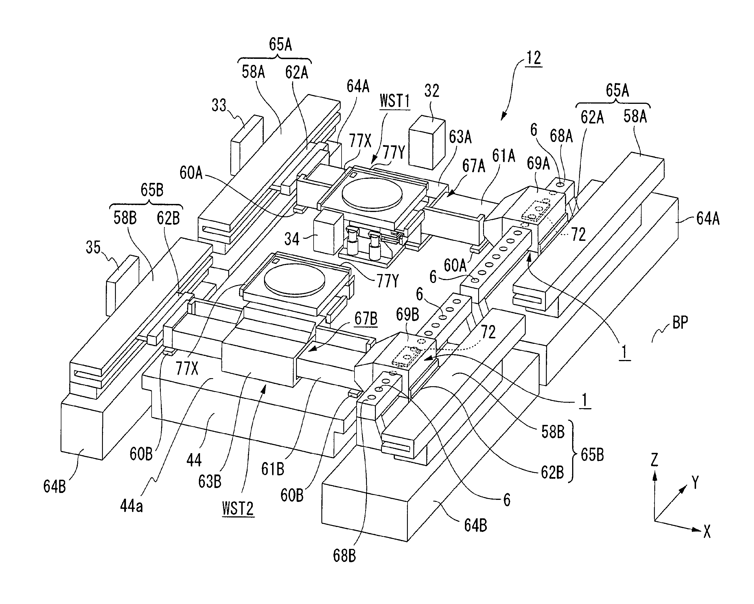 Bearing device, stage device, and exposure apparatus