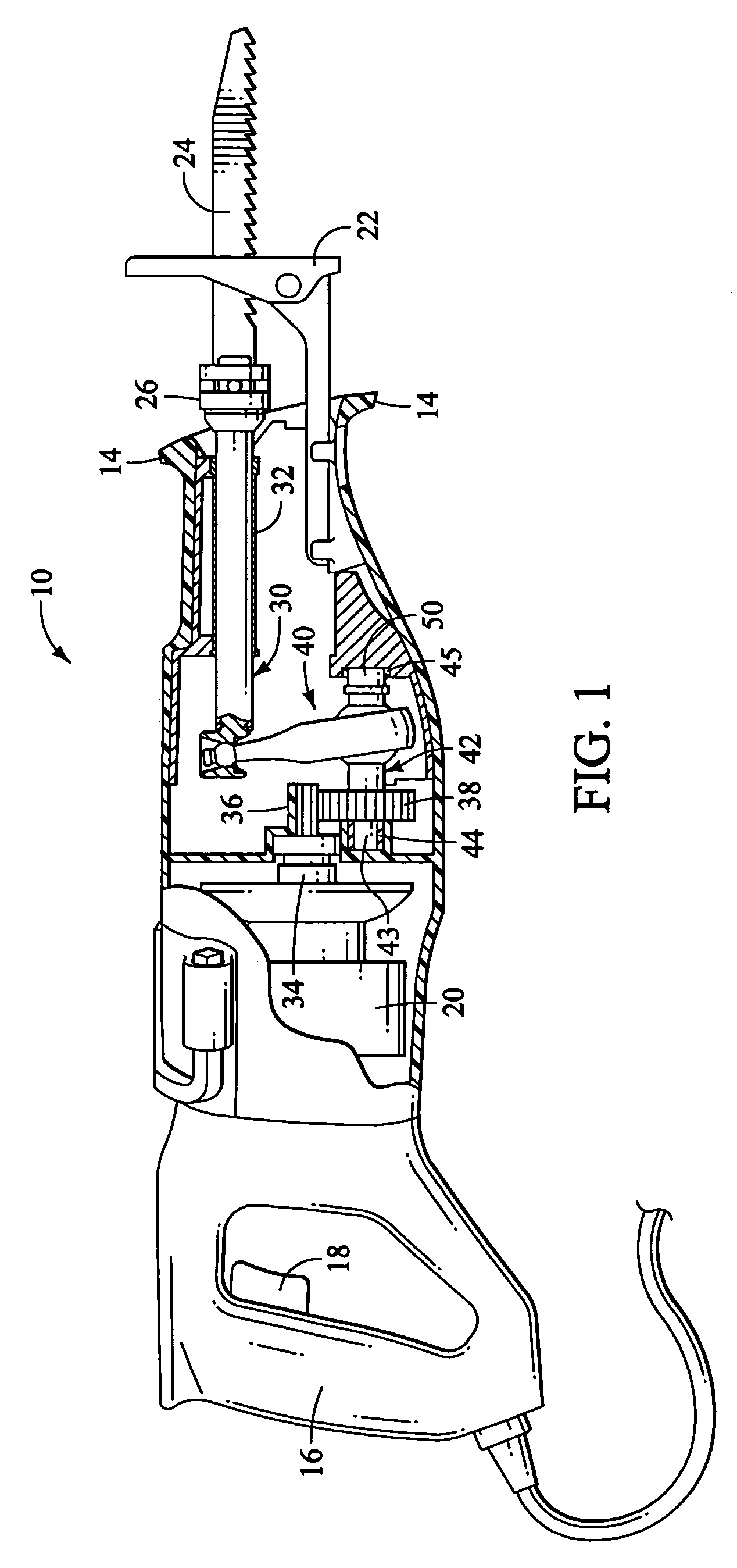 Anti-rotation drive mechanism for a reciprocating saw