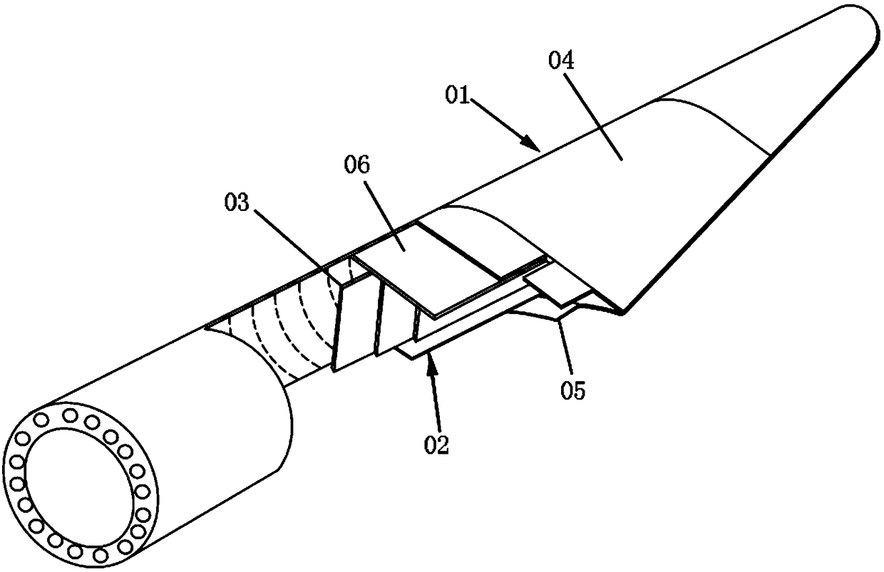 Air bag type wind power blade structure