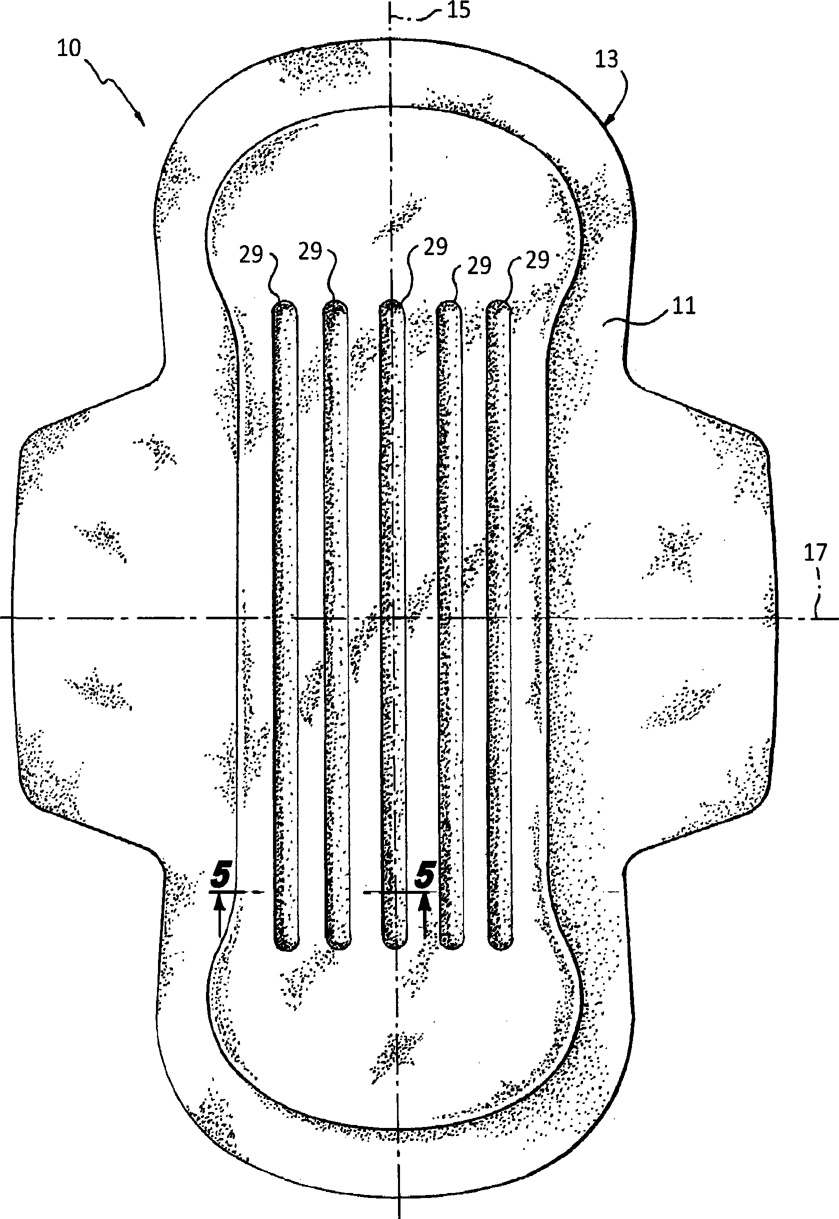 Absorbent article including an absorbent layer having a plurality of spaced beam elements