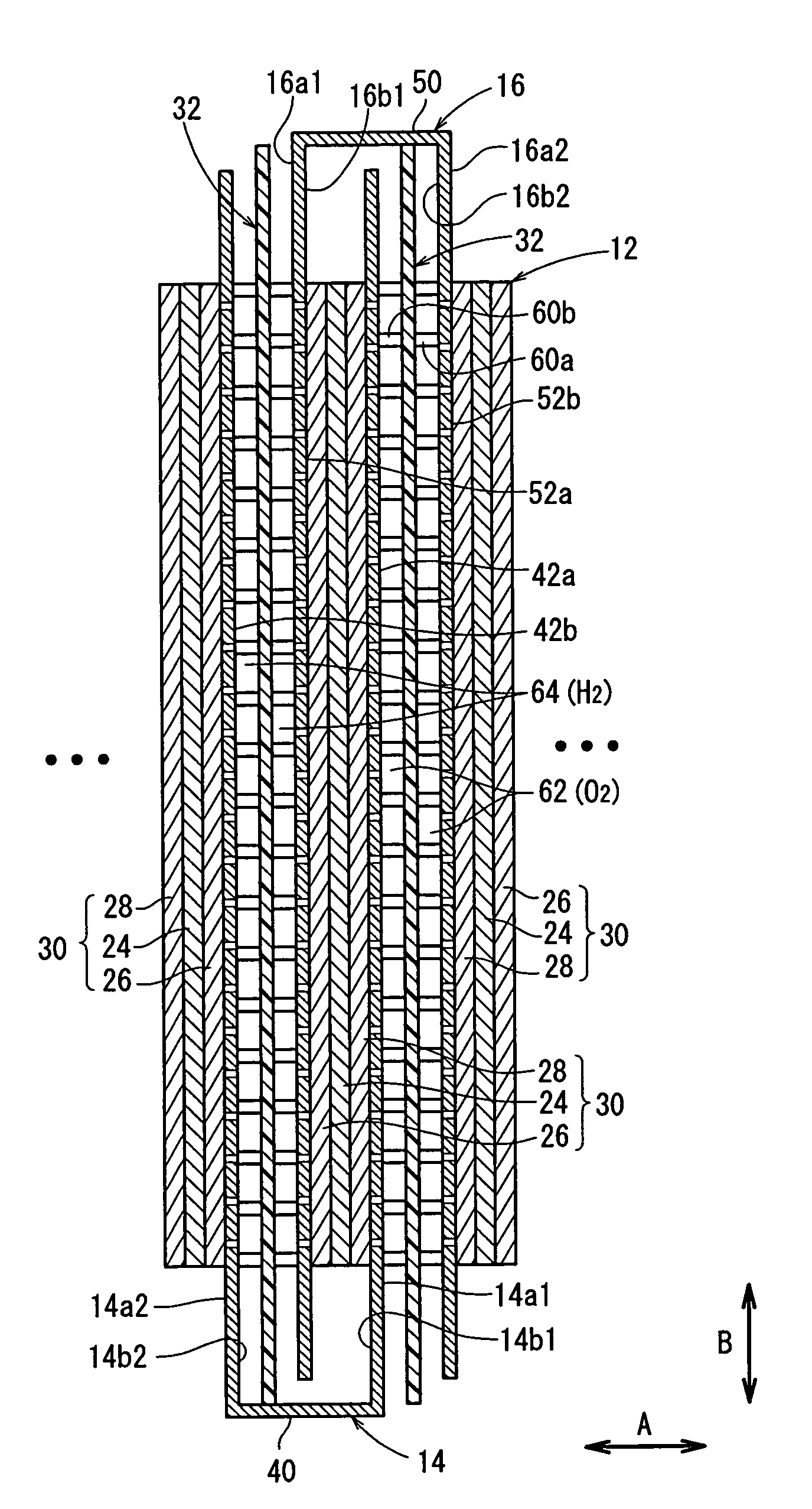 Fuel cell with interweaving current collector and membrane electrode assembly