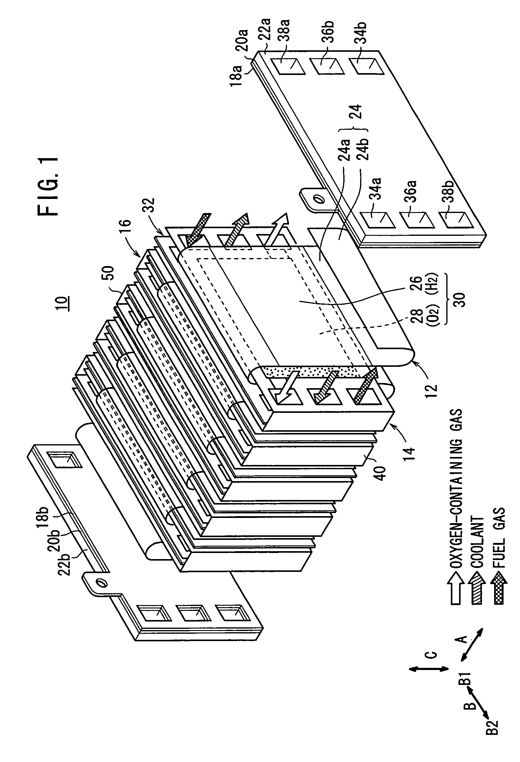 Fuel cell with interweaving current collector and membrane electrode assembly