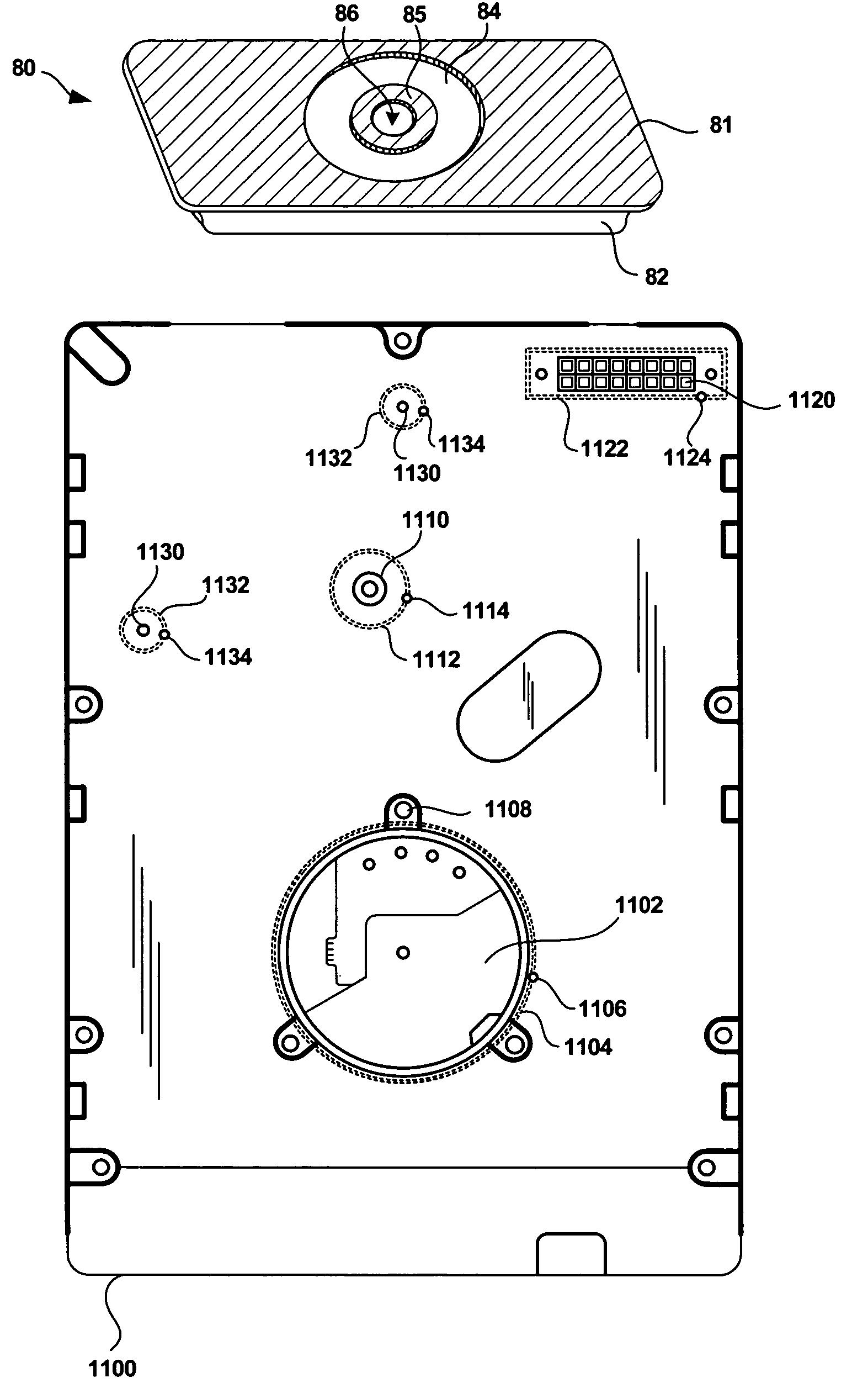 Disk drive configured to enable non destructive leak detection at the interface between a drive sub-component and the disk drive housing